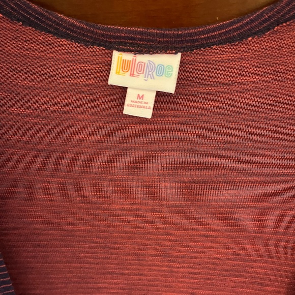 Lularoe Sarah with Navy and Fushcia Stripes - Picture 2 of 2